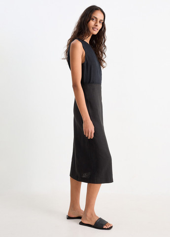 Черная кэжуал однотонная юбка C&A на запах