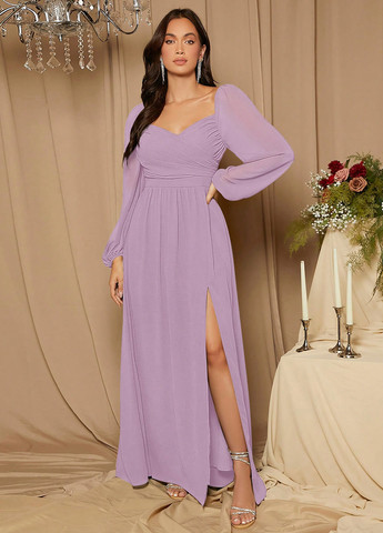 Лиловое праздничный, вечернее платье а-силуэт SHEIN однотонное