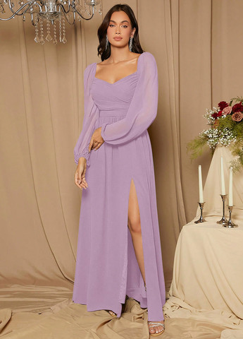 Лиловое праздничный, вечернее платье а-силуэт SHEIN однотонное