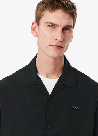 Черная кэжуал рубашка однотонная Lacoste