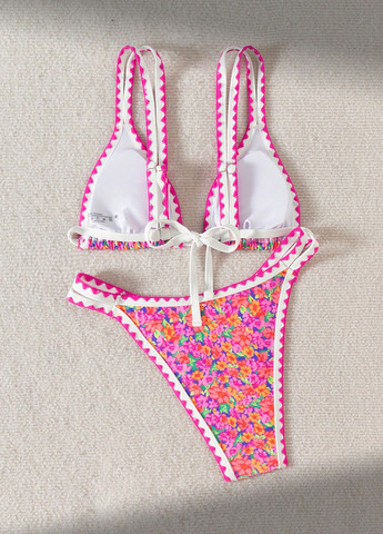 Розовый летний купальник (лиф, трусики) раздельный, бикини SHEIN