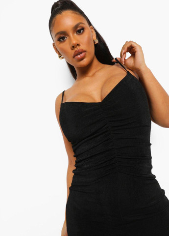 Черное кэжуал платье платье-комбинация Boohoo однотонное