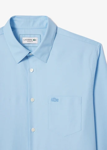 Голубой кэжуал, классическая рубашка однотонная Lacoste