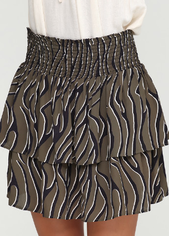 Оливковая (хаки) кэжуал с анималистичным узором юбка Minimum мини