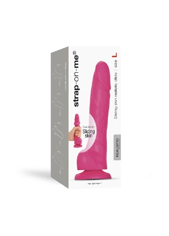 Реалістичний фалоімітатор Sliding Skin Realistic Dildo Fuchsia - L, рухливий ефект Strap-On-Me (254151855)