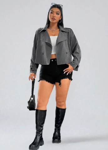 Серая демисезонная куртка SHEIN