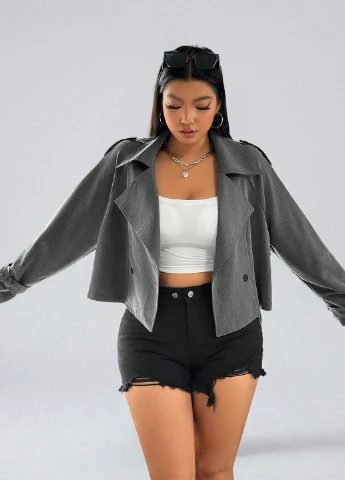 Серая демисезонная куртка SHEIN
