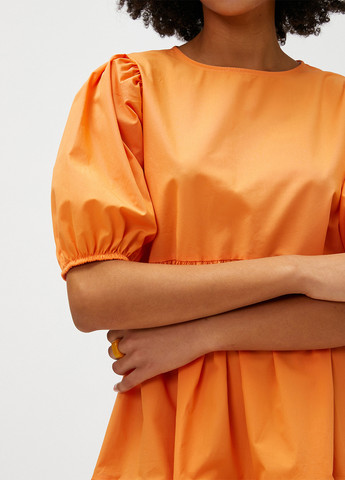 Светло-оранжевое кэжуал платье клеш KOTON однотонное