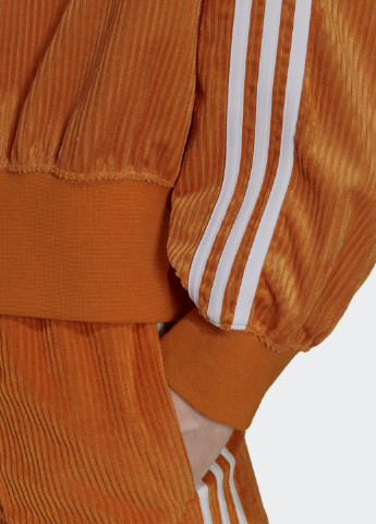 Джемпер оверсайз Adicolor Classics Velour adidas - крой логотип оранжевый спортивный трикотаж - (252364408)