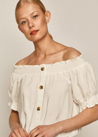 Біла літня блуза льон бленд H&M