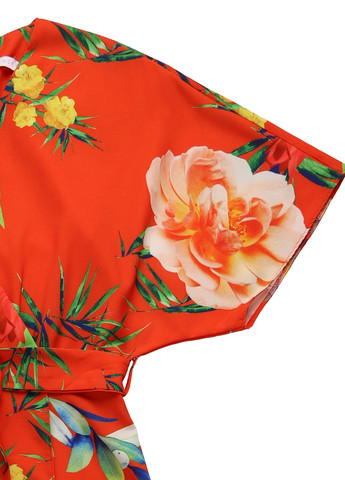 Помаранчева кежуал сукня на запах True Violet з квітковим принтом