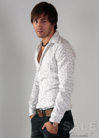 Белая кэжуал рубашка с цветами 525 Denim Division