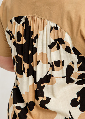 Бежевое кэжуал платье а-силуэт A'll Posa с абстрактным узором