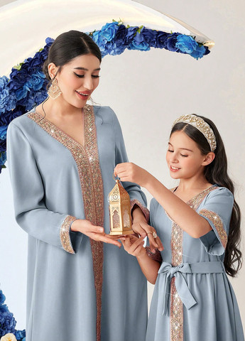 Блакитна святковий сукня а-силует SHEIN однотонна