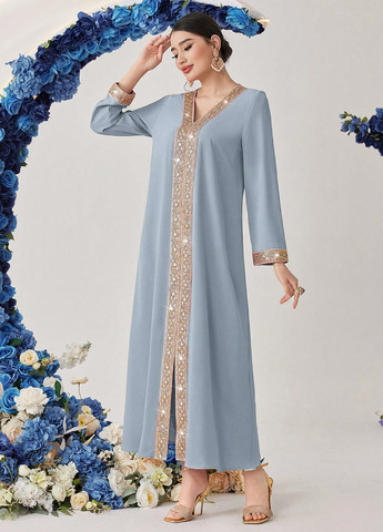 Блакитна святковий сукня а-силует SHEIN однотонна