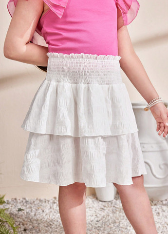 Белая кэжуал однотонная юбка SHEIN