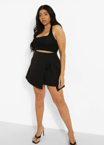 Черная однотонная юбка Boohoo