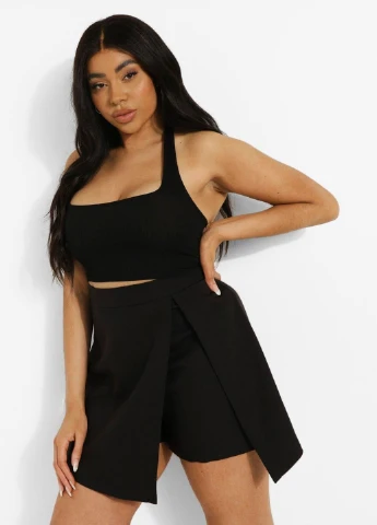 Черная однотонная юбка Boohoo