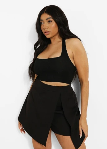 Черная однотонная юбка Boohoo