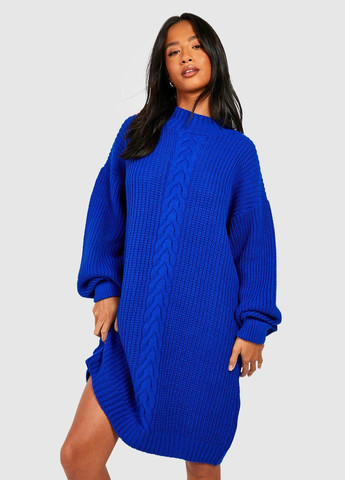 Синее кэжуал платье платье-свитер Boohoo однотонное