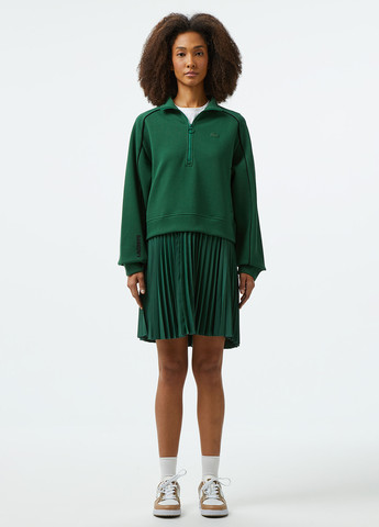 Зеленое спортивное, кэжуал платье плиссированное Lacoste однотонное
