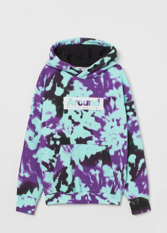 Худі фліс,чорний-фіолетовий-м'ятний, H&M (255995029)
