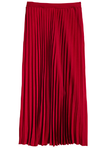 Красная кэжуал однотонная юбка H&M плиссе