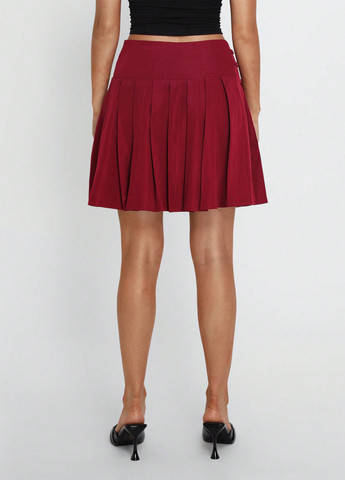Бордовая кэжуал однотонная юбка SHEIN плиссе