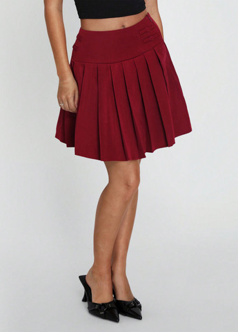 Бордовая кэжуал однотонная юбка SHEIN плиссе
