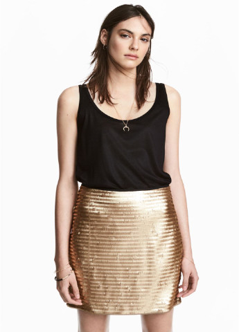 Золотая кэжуал юбка H&M карандаш