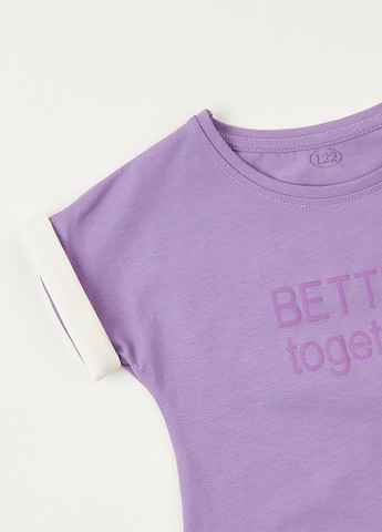 Фиолетовый летний комплект (футболка, шорты) Фламинго