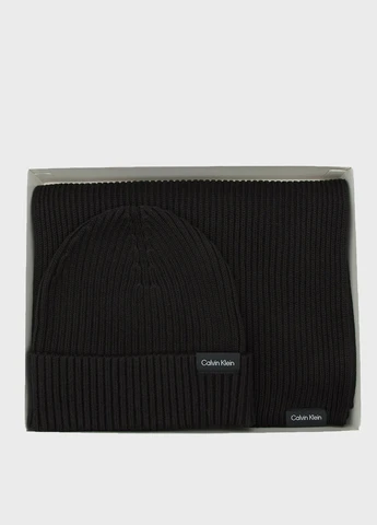 Чорний зимній комплект (шапка, шарф) Calvin Klein