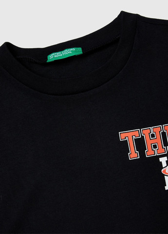 Черный демисезонный кэжуал лонгслив United Colors of Benetton с надписями