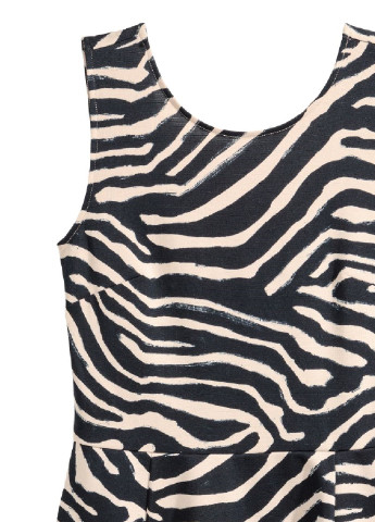Комбинированное кэжуал короткое трикотажное платье H&M зебра