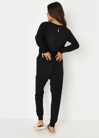 Комбинезон Missguided комбинезон-брюки однотонный чёрный кэжуал хлопок