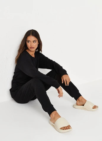 Комбинезон Missguided комбинезон-брюки однотонный чёрный кэжуал хлопок
