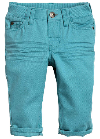 Бирюзовые демисезонные зауженные джинсы H&M