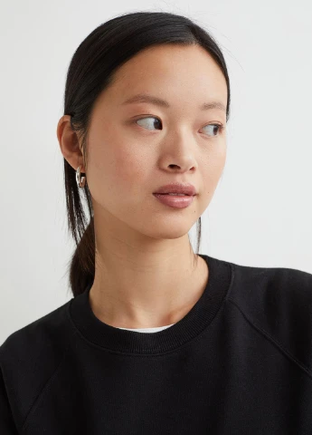 Черный світшот фліс,чорний, H&M Basic (254769959)