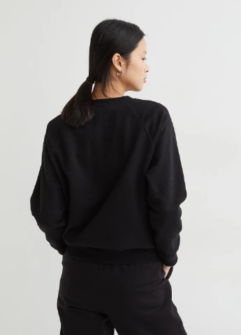 Черный світшот фліс,чорний, H&M Basic (254769959)