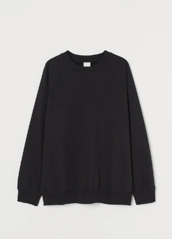 Черный світшот фліс,чорний, H&M Basic (254769959)