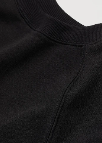 Черный світшот фліс,чорний, H&M Basic (254769959)