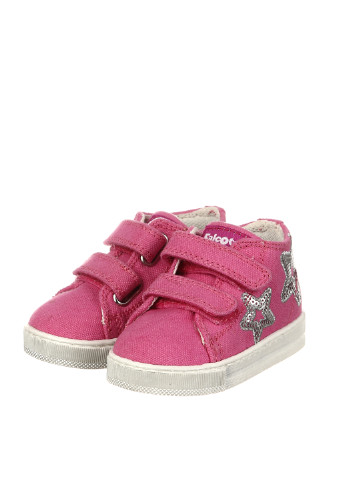 Детские розовые осенние кроссовки Falcotto на липучке с пайетками для девочки