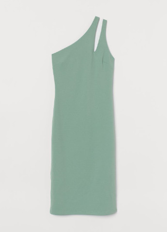 Светло-зеленое кэжуал платье на одно плечо H&M однотонное