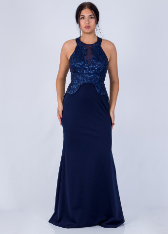 Темно-синее вечернее платье годе Jessica Wright однотонное