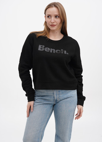 Свитшот Bench - Прямой крой логотип черный кэжуал, спортивный хлопок - (274434964)