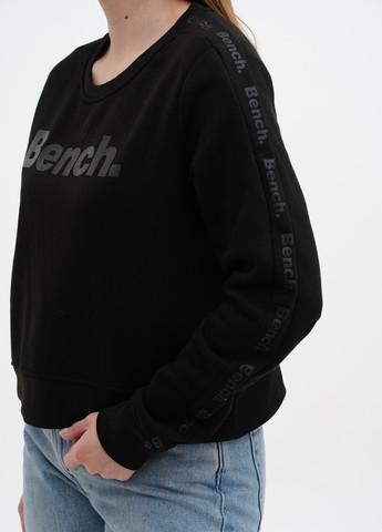 Свитшот Bench - Прямой крой логотип черный кэжуал, спортивный хлопок - (274434964)