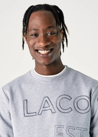 Світло-сірий світшот Lacoste логотип вишивка, нашивки (276191813)