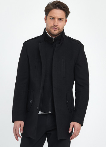 Черное демисезонное Пальто однобортное Trend Collection