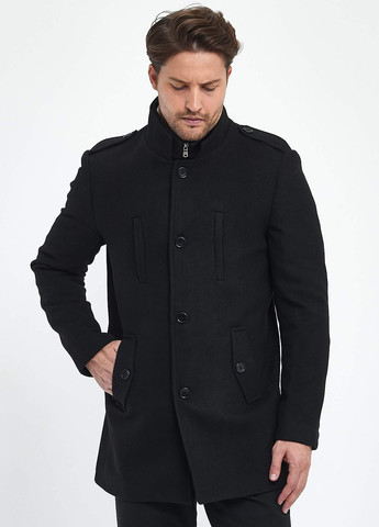 Черное демисезонное Пальто однобортное Trend Collection