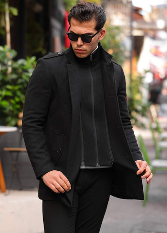 Черное демисезонное Пальто однобортное Trend Collection